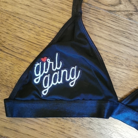COCO Lingerie Bralette Black Mesh 'Girl Gang' S - Picture 3 of 4